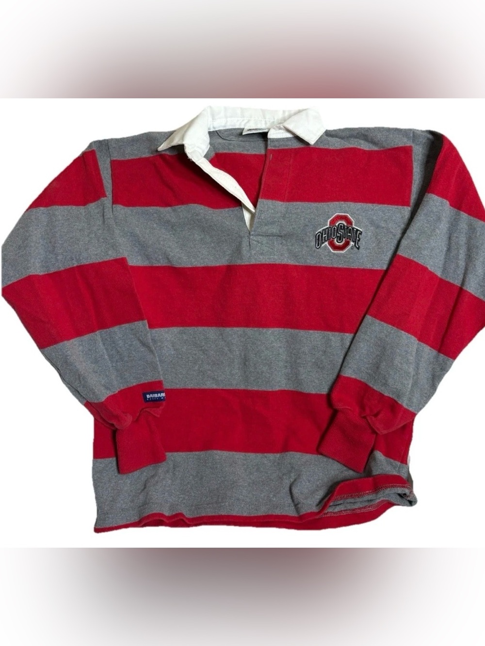 Vintage Ohio State Buckeyes Rugby Shirt Mens Small  Polo Striped Barbarian